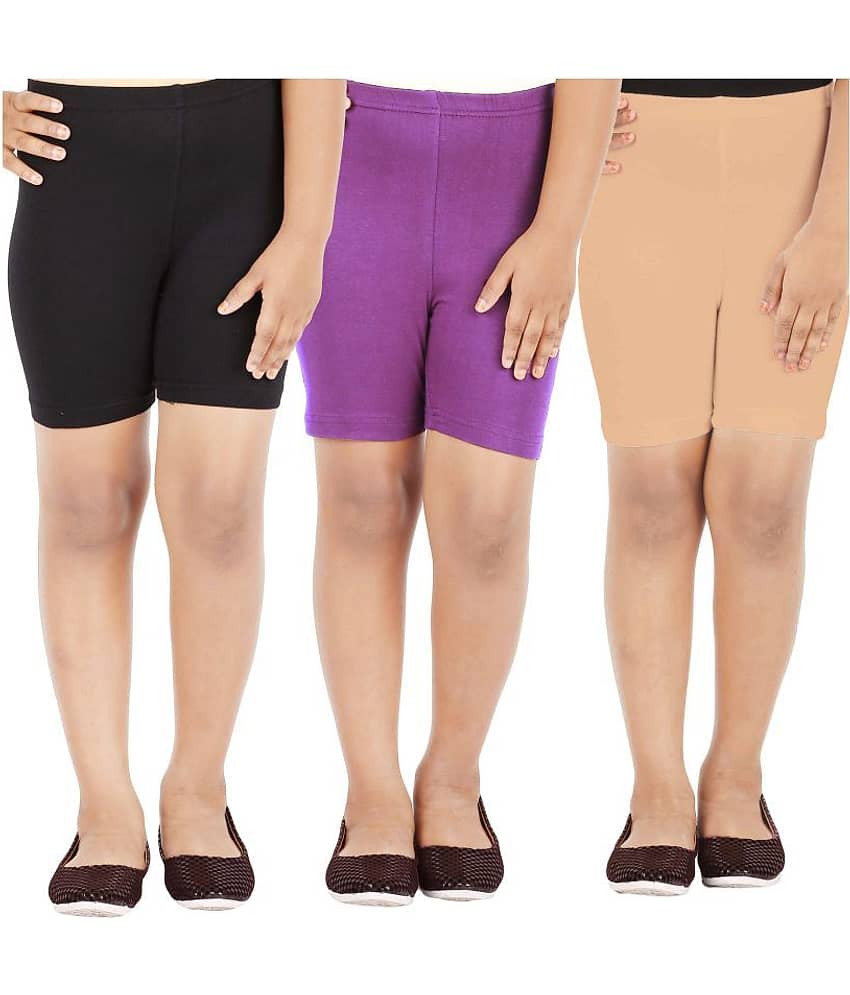 LULA Pack of 3 Girls Cotton Blend Cycling Shorts ( Multicolor ) - Shorts | Buy online on ZillyBuy