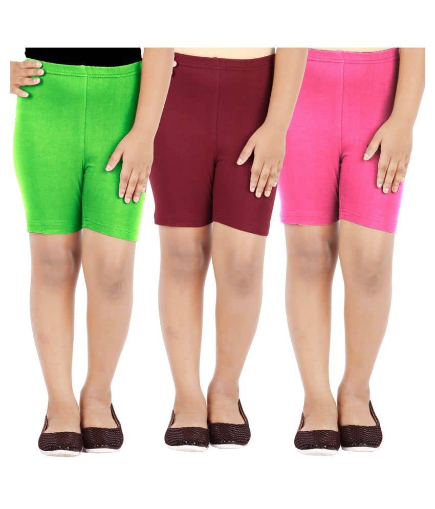 LULA Pack of 3 Girls Cotton Blend Cycling Shorts ( Multicolor ) - Shorts | Buy online on ZillyBuy