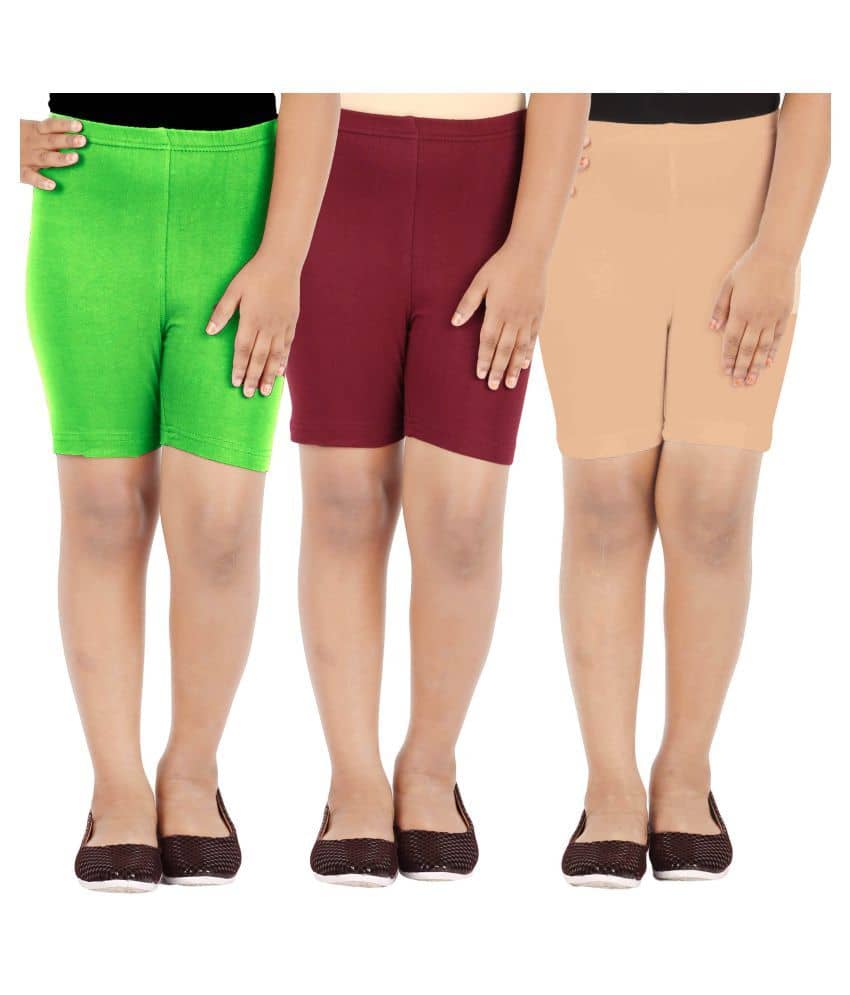 LULA Pack of 3 Girls Cotton Blend Cycling Shorts ( Multicolor ) - Shorts | Buy online on ZillyBuy