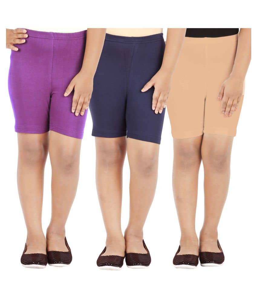 LULA Pack of 3 Girls Cotton Blend Cycling Shorts ( Multicolor ) - Shorts | Buy online on ZillyBuy