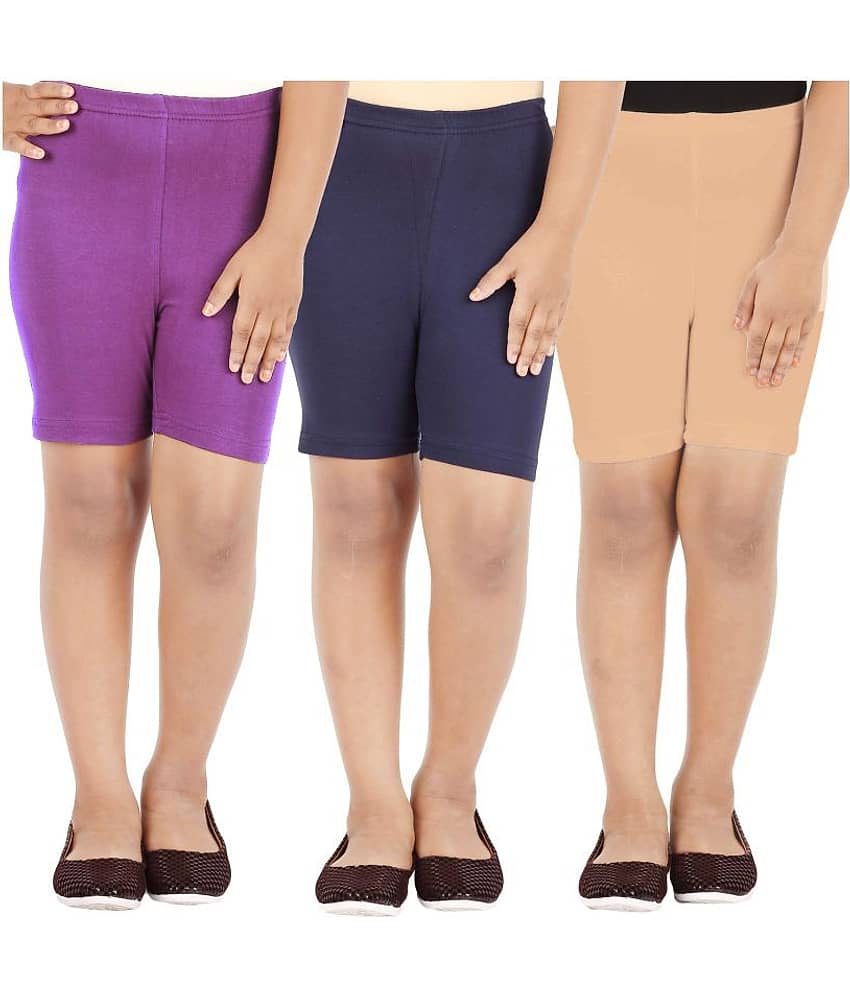 LULA Pack of 3 Girls Cotton Blend Cycling Shorts ( Multicolor ) - Shorts | Buy online on ZillyBuy