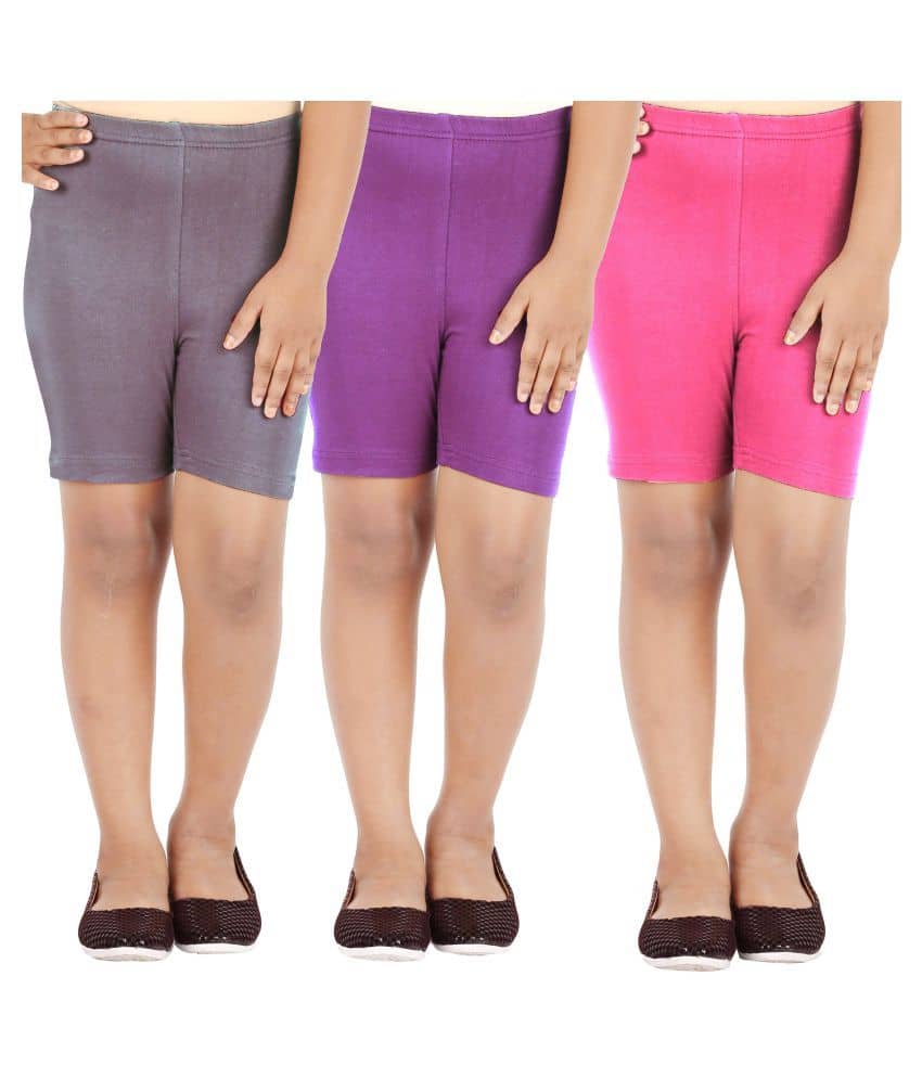 LULA Pack of 3 Girls Cotton Blend Cycling Shorts ( Multicolor ) - Shorts | Buy online on ZillyBuy