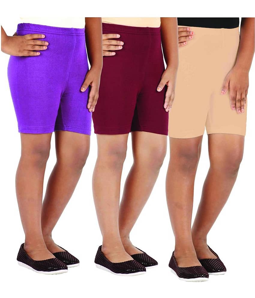 LULA Pack of 3 Girls Cotton Blend Cycling Shorts ( Multicolor ) - Shorts | Buy online on ZillyBuy