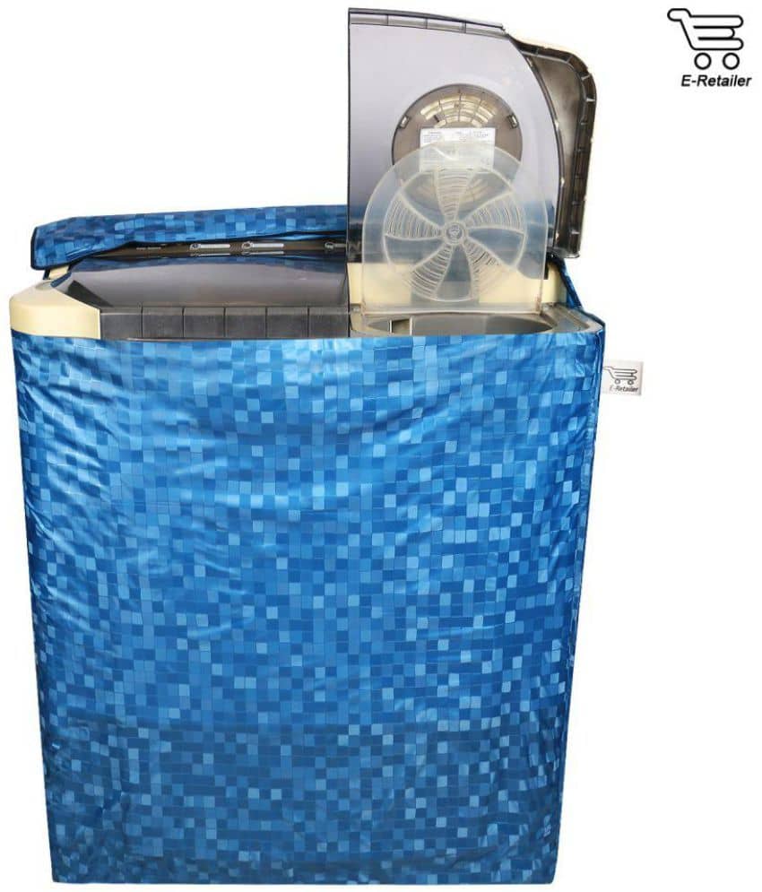 E-Retailer Single PVC Blue Square Design Semi-Automatic 5 KG To 8 KG Washing Machine Covers