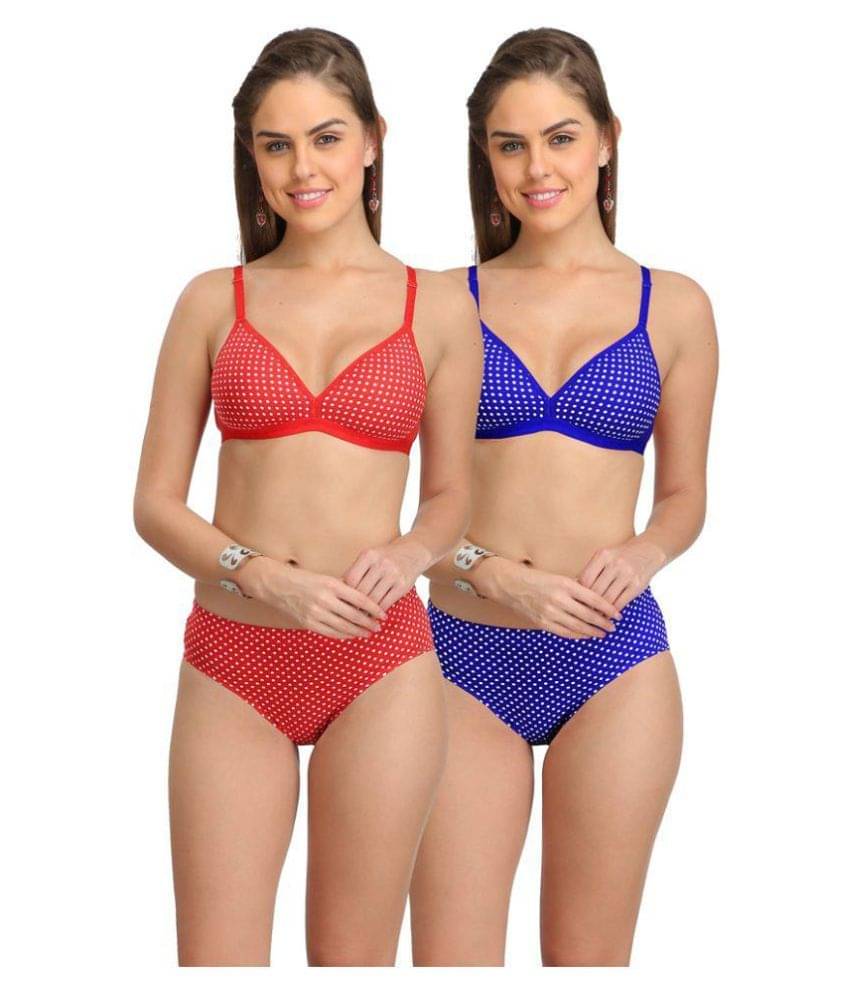 Selfcare Pack of 2 Cotton Women's Bra & Panty Set ( Multi Color ) Selfcare Pack of 2 Cotton Women's Bra & Panty Set ( Multi Color )