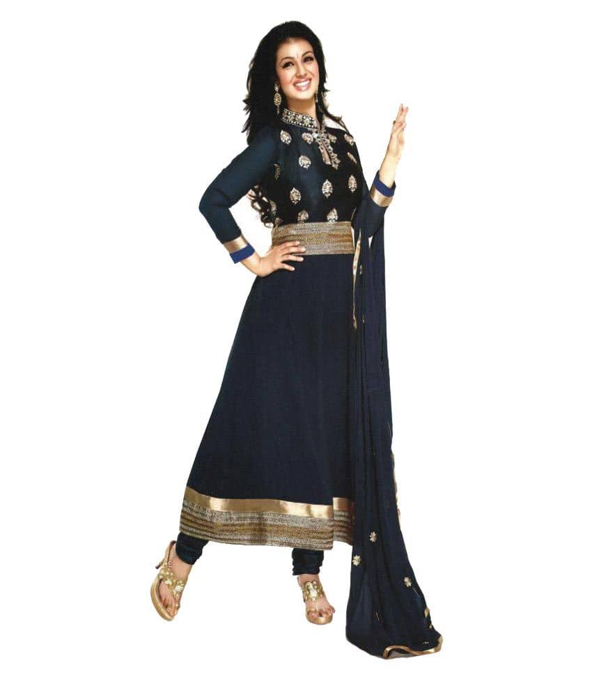 Reya Black Georgette Dress Material - Unstitched Fabrics | Buy online on ZillyBuy