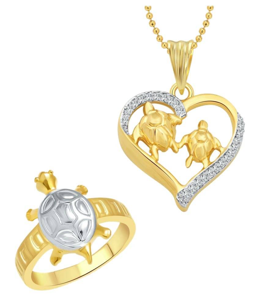 Vighnaharta Golden Tortoise Love Ring with Pendant Vighnaharta Golden Tortoise Love Ring with Pendant