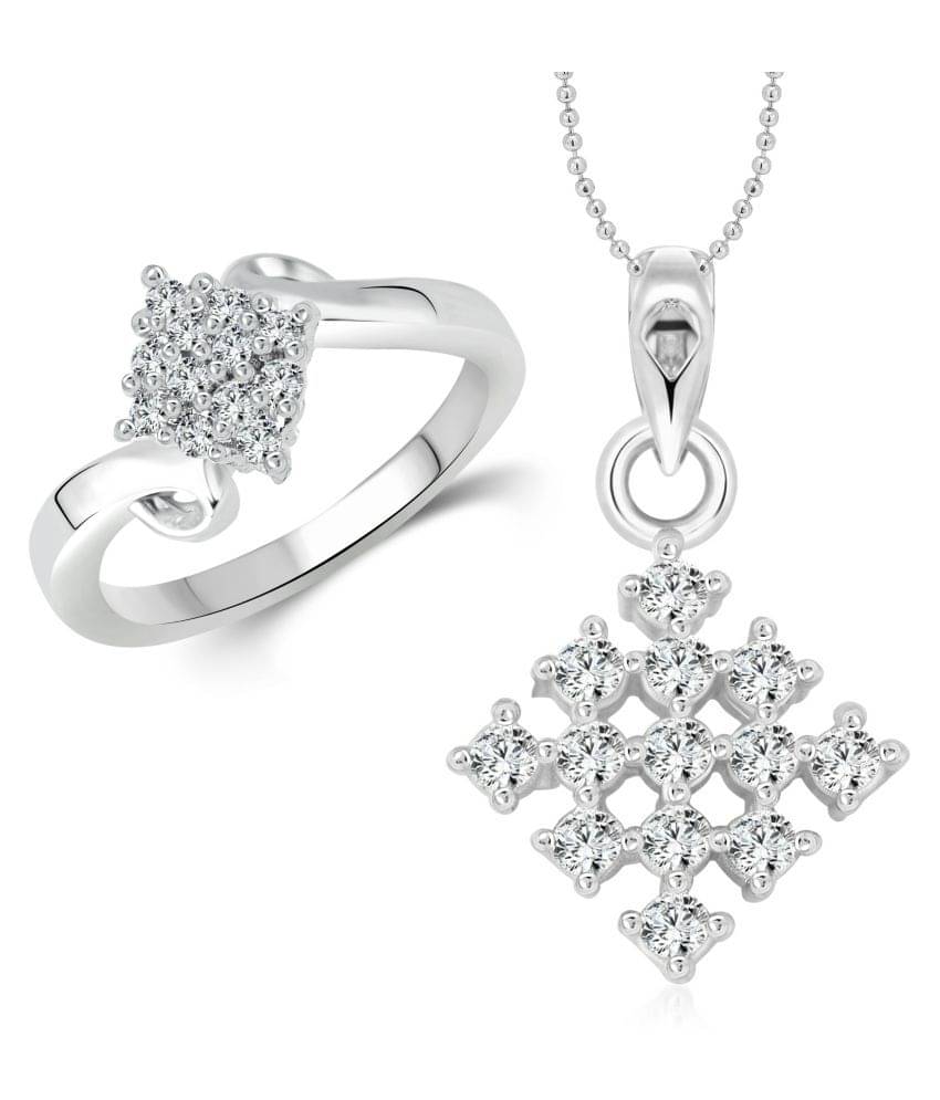 Vighnaharta Square Twist Ring with Pendant Gold and Rhodium Plated Combo set Vighnaharta Square Twist Ring with Pendant Gold and Rhodium Plated Combo set