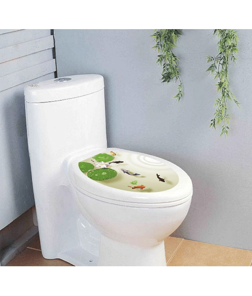 Jaamso Royals Sea Creature Bathroom & Toilet PVC Green Wall Stickers