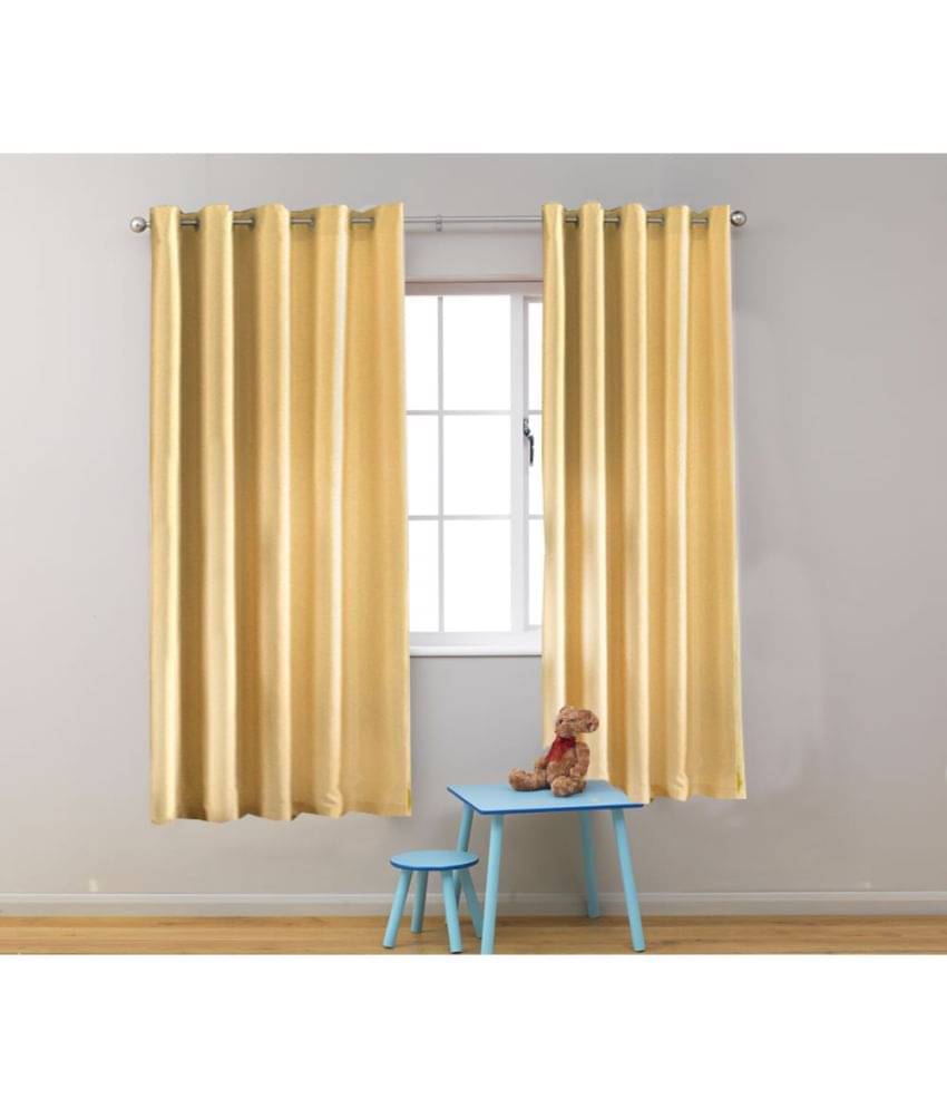 Homefab India Plain Semi-Transparent Eyelet Window Curtain 5ft (Pack of 2) - Beige Homefab India Plain Semi-Transparent Eyelet Window Curtain 5ft (Pack of 2) - Beige