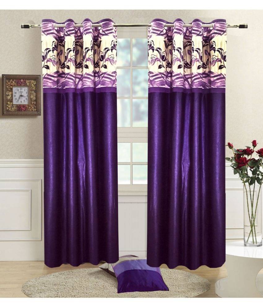 Homefab India Contemporary Semi-Transparent Eyelet Door Curtain 7ft (Pack of 2) - Purple Homefab India Contemporary Semi-Transparent Eyelet Door Curtain 7ft (Pack of 2) - Purple