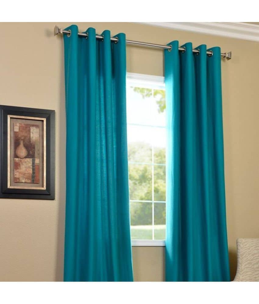 Homefab India Plain Semi-Transparent Eyelet Door Curtain 6ft (Pack of 2) - Maroon