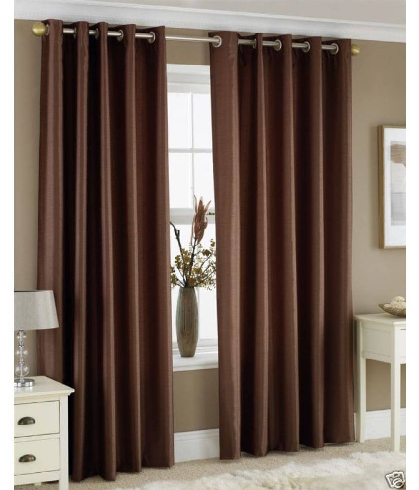 Homefab India Plain Semi-Transparent Eyelet Window Curtain 5ft (Pack of 2) - Coffee Homefab India Plain Semi-Transparent Eyelet Window Curtain 5ft (Pack of 2) - Coffee