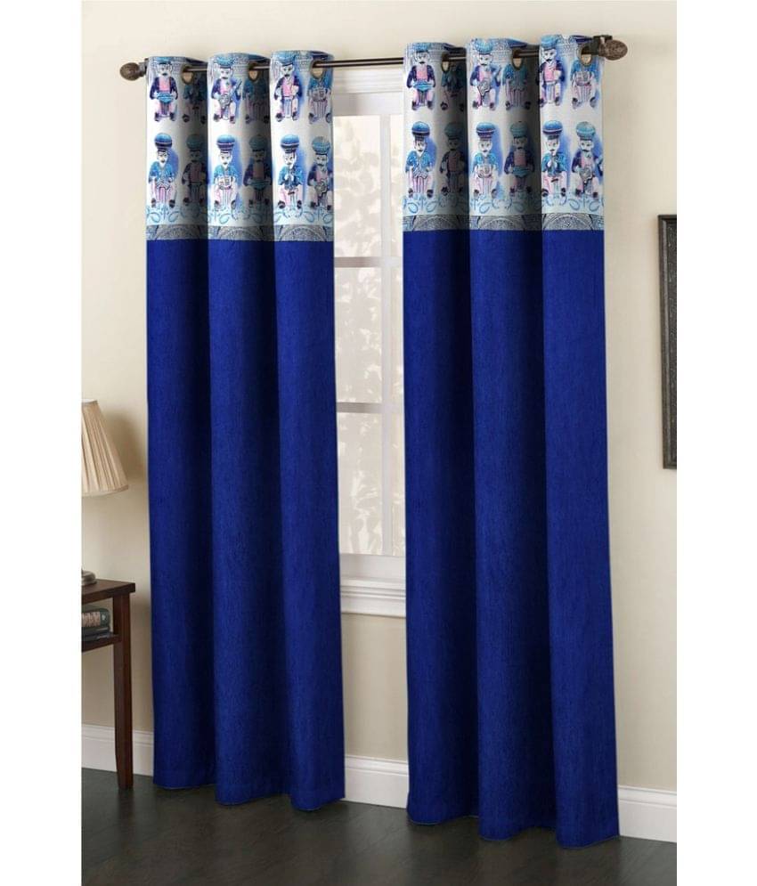 Homefab India Ethnic Semi-Transparent Eyelet Window Curtain 5ft (Pack of 2) - Blue Homefab India Ethnic Semi-Transparent Eyelet Window Curtain 5ft (Pack of 2) - Blue