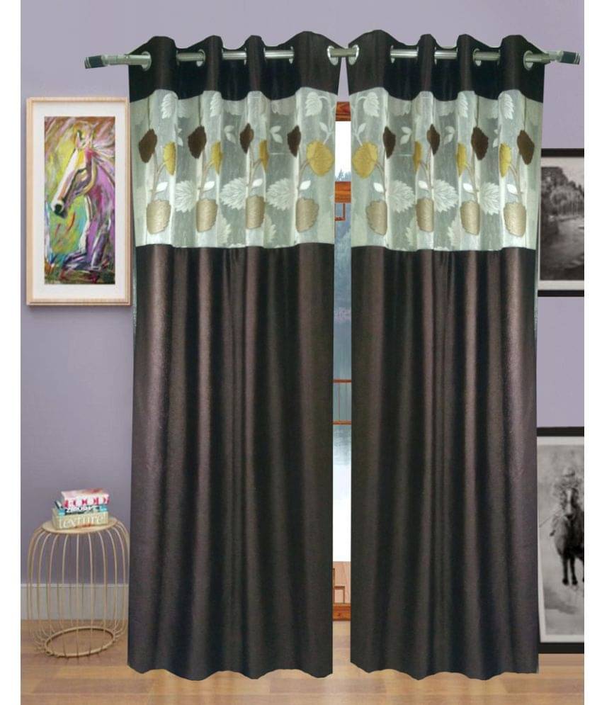 Homefab India Plain Semi-Transparent Eyelet Window Curtain 5ft (Pack of 2) - Coffee Homefab India Plain Semi-Transparent Eyelet Window Curtain 5ft (Pack of 2) - Coffee