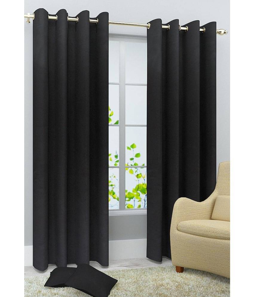 Homefab India Plain Semi-Transparent Eyelet Door Curtain 6ft (Pack of 2) - Black Homefab India Plain Semi-Transparent Eyelet Door Curtain 6ft (Pack of 2) - Black