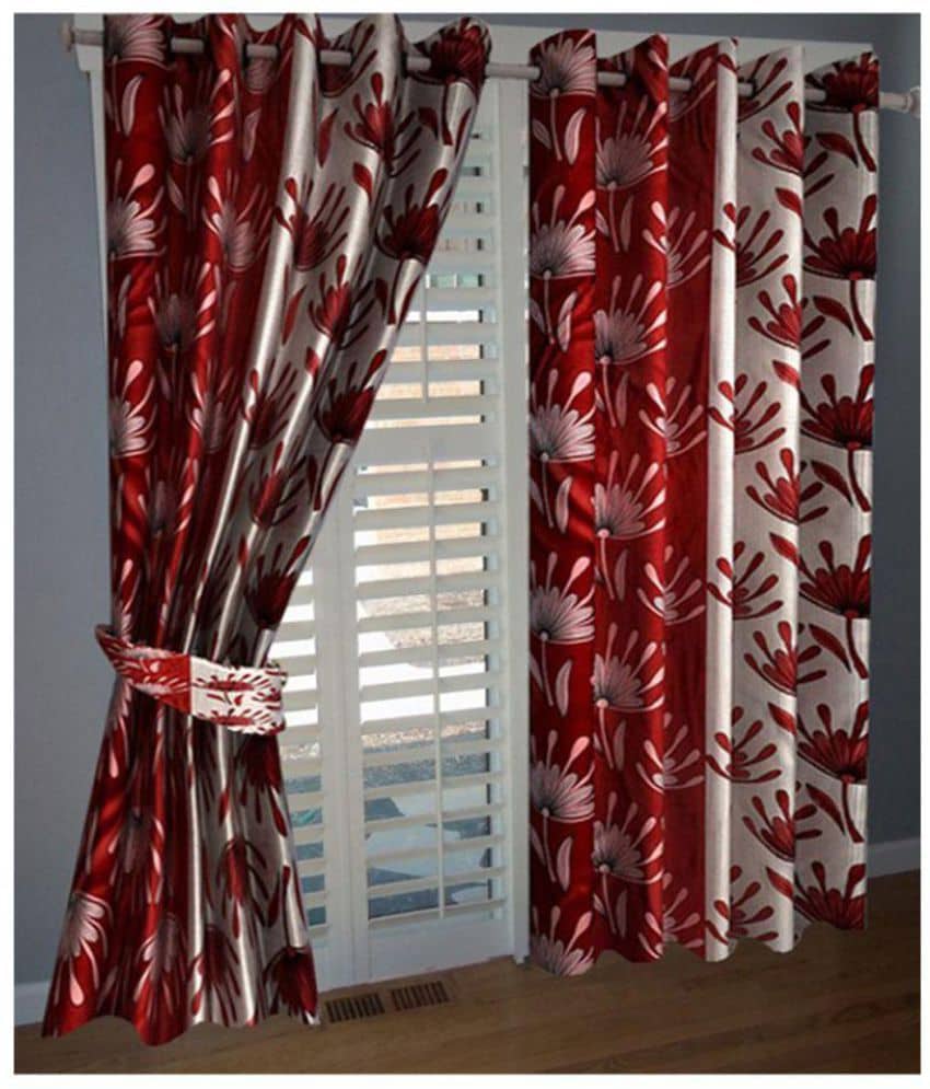 Panipat Textile Hub Semi-Transparent Eyelet Door Curtain 7 ft Pack of 2 -Multi Color