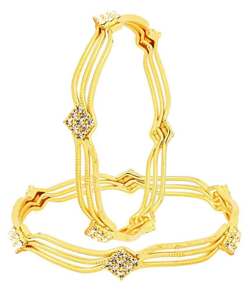 The Jewelbox Golden Brass Bangle Set - Bangles & Bracelets | Buy online on ZillyBuy