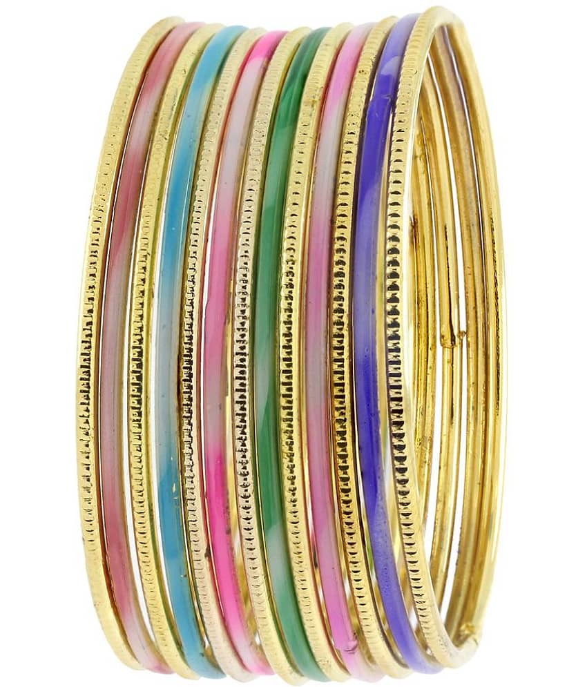 The Jewelbox Multicolour Brass Bangles - Set of 13 - Bangles & Bracelets | Buy online on ZillyBuy
