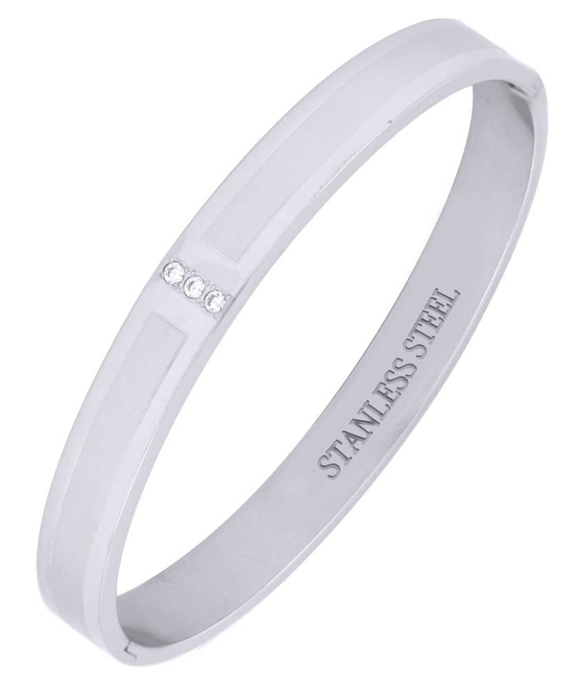 The Jewelbox Silver Stainless Steel Kada for Men - Bangles & Bracelets | Buy online on ZillyBuy