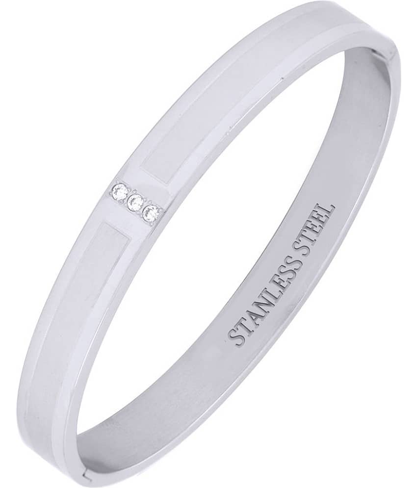The Jewelbox Silver Stainless Steel Kada for Men - Bangles & Bracelets | Buy online on ZillyBuy