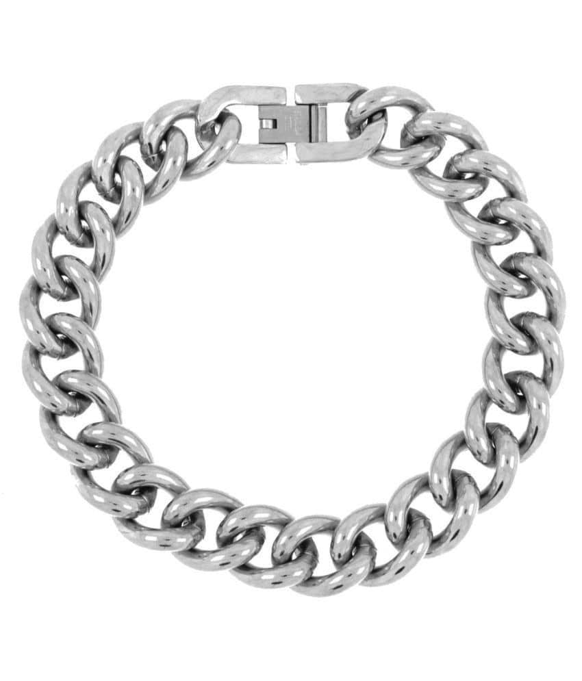 The Jewelbox Silver Stainless Steel Bracelet for Men - Bangles & Bracelets | Buy online on ZillyBuy
