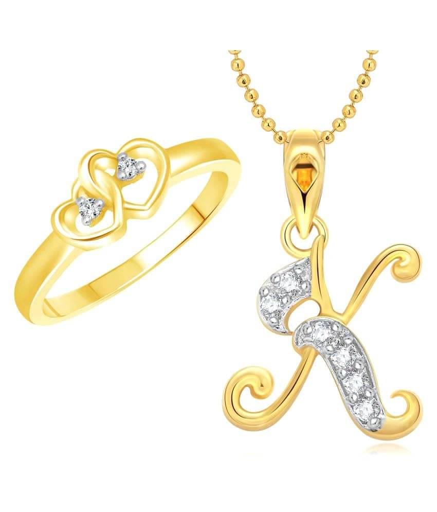    			Vighnaharta Golden Alloy Ring with Pendant