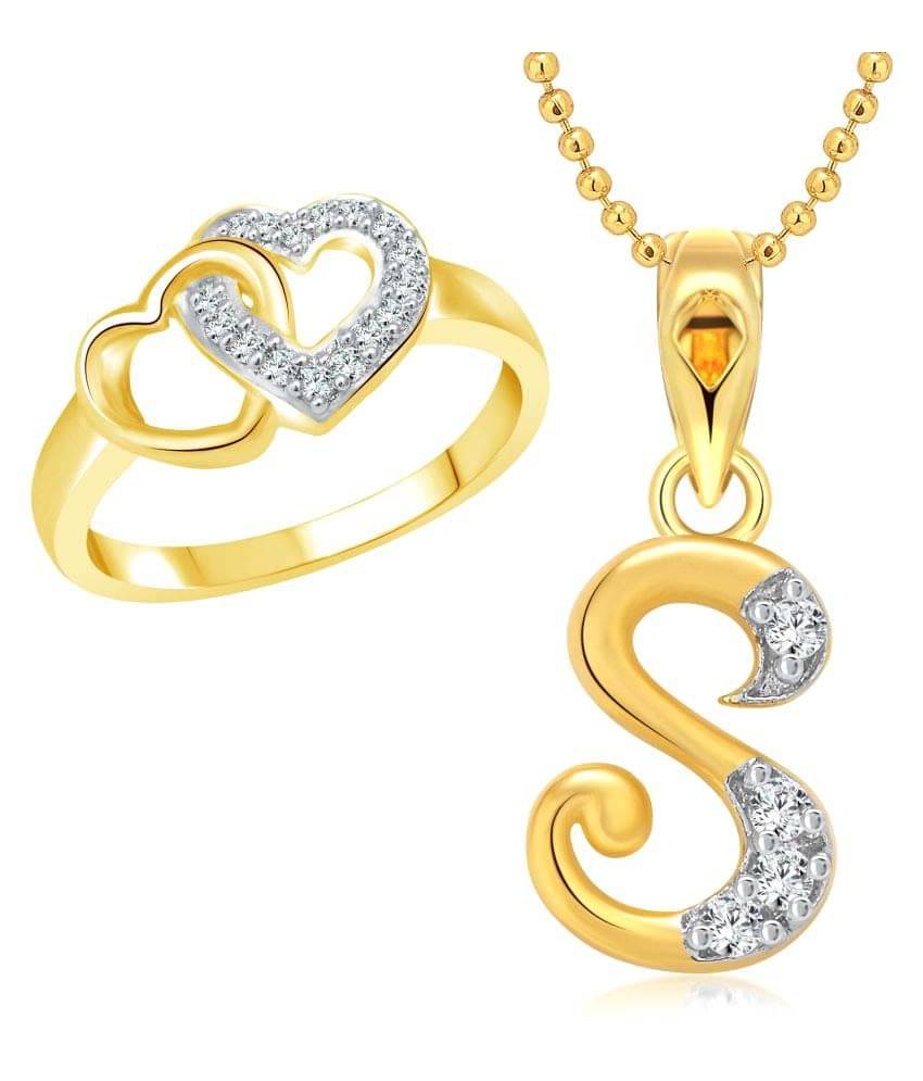 Vighnaharta Love Ring with Initial Alphabet Pendant Combo Set     			Vighnaharta Love Ring with Initial Alphabet Pendant Combo Set