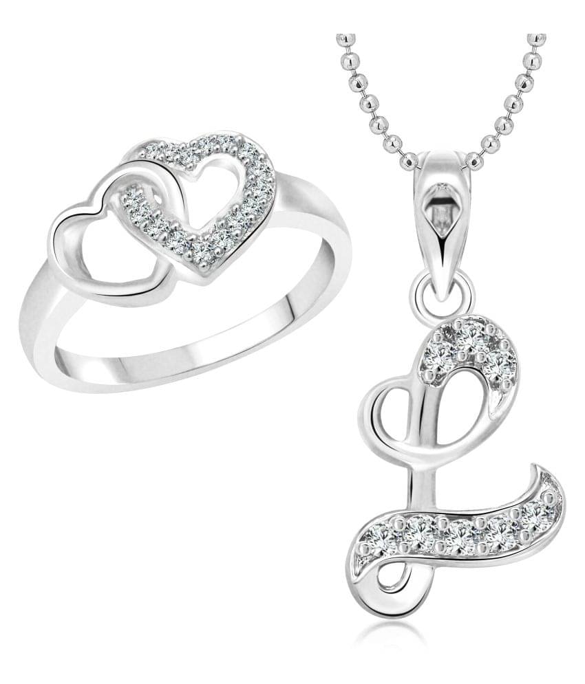 Vighnaharta Love Ring with Initial Alphabet Pendant Combo Set Vighnaharta Love Ring with Initial Alphabet Pendant Combo Set