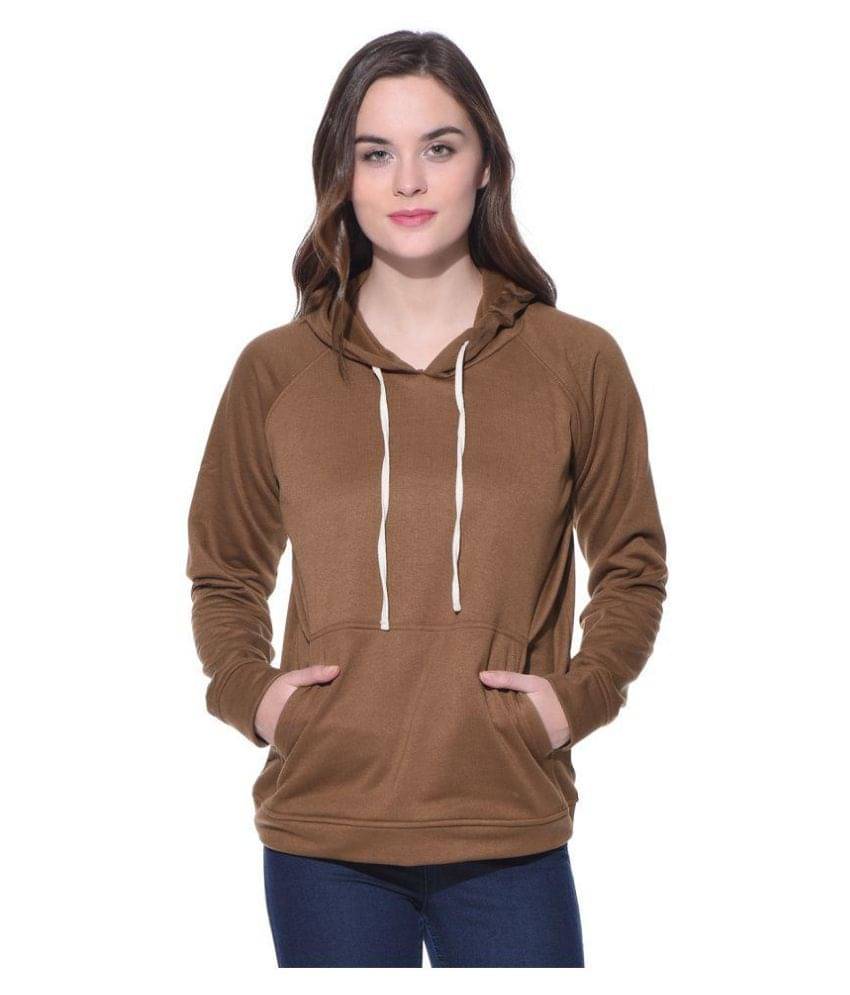     			Purys Women Fleece V-Neck Sweatshirt ( Brown )