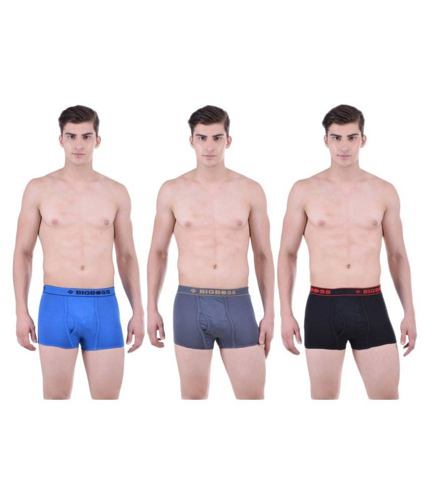     			Dollar Bigboss Men's Pack of 3 Solid Combed Cotton Trunk With Double Pouch Support (Colour May Vary)