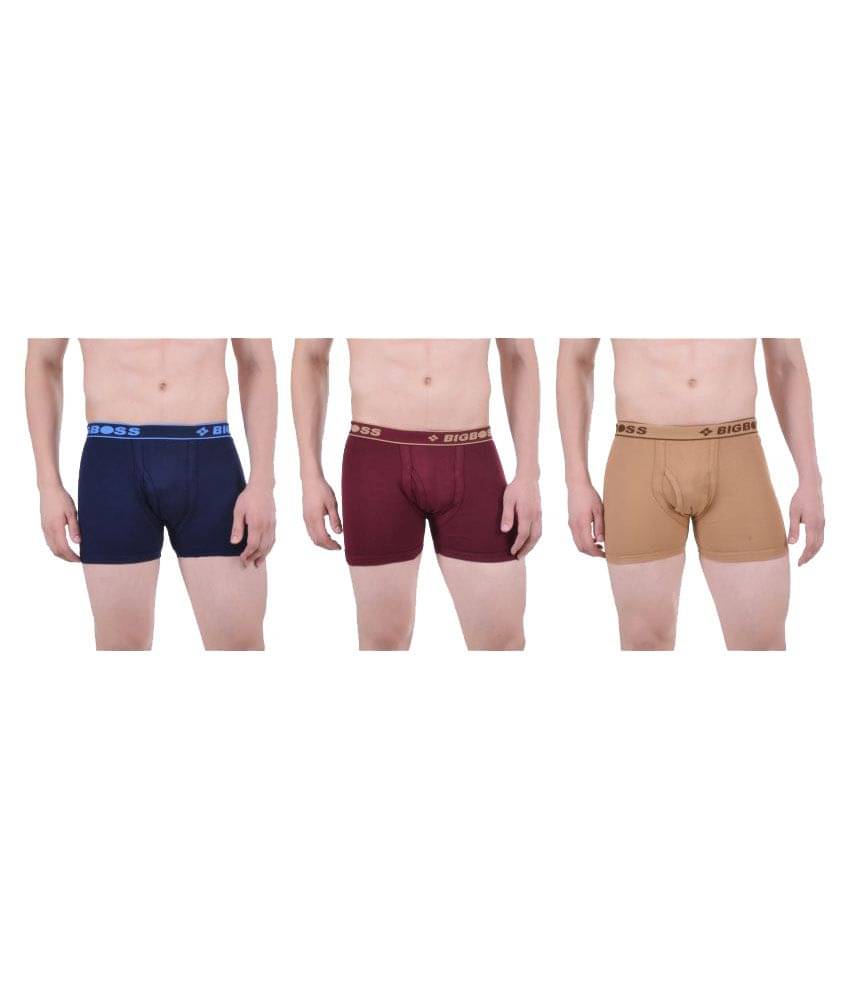     			Dollar Bigboss Men's Pack of 3 Solid Combed Cotton Interlock Trunk (Colour May Vary)