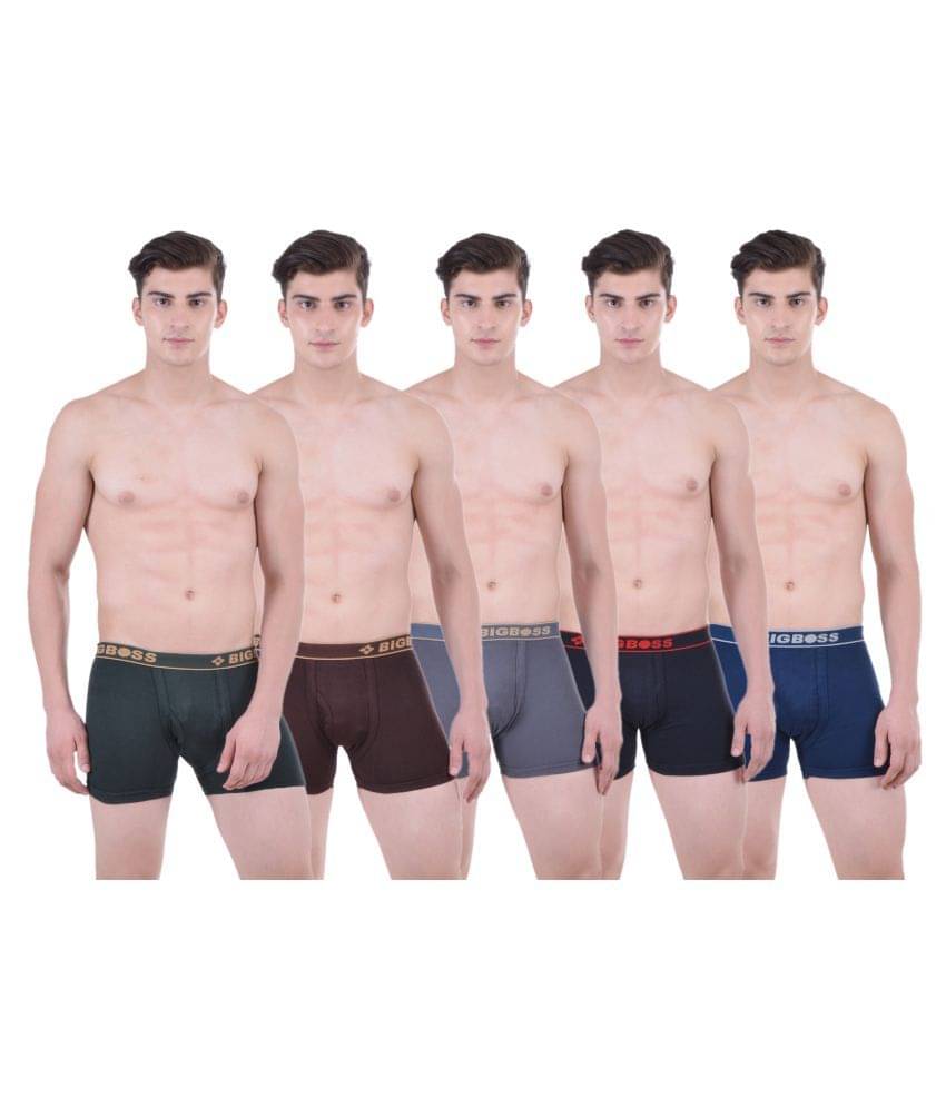     			Dollar Bigboss Men's Pack of 5 Solid Combed Cotton Interlock Trunk (Colour May Vary)