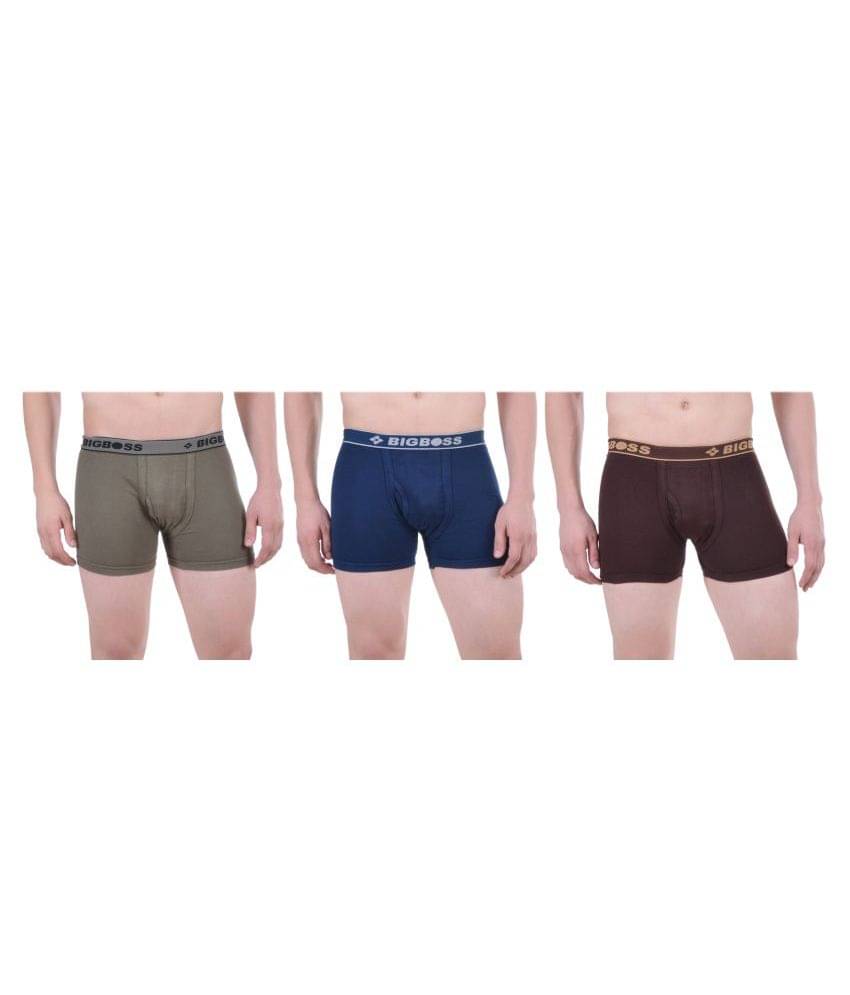     			Dollar Bigboss Men's Pack of 3 Solid Combed Cotton Interlock Trunk (Colour May Vary)