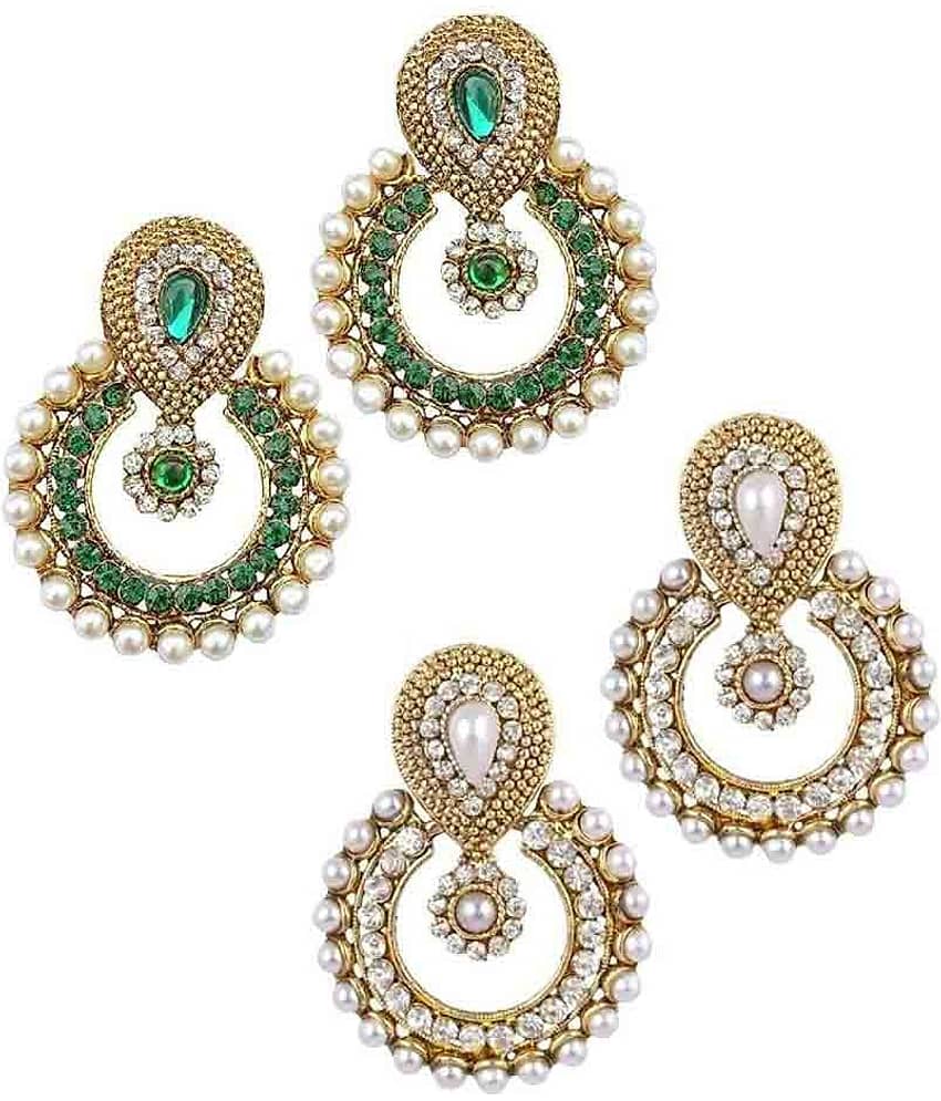 YouBella Multicolour Alloy Hanging Earrings Combo of 2 - Earrings | Buy online on ZillyBuy