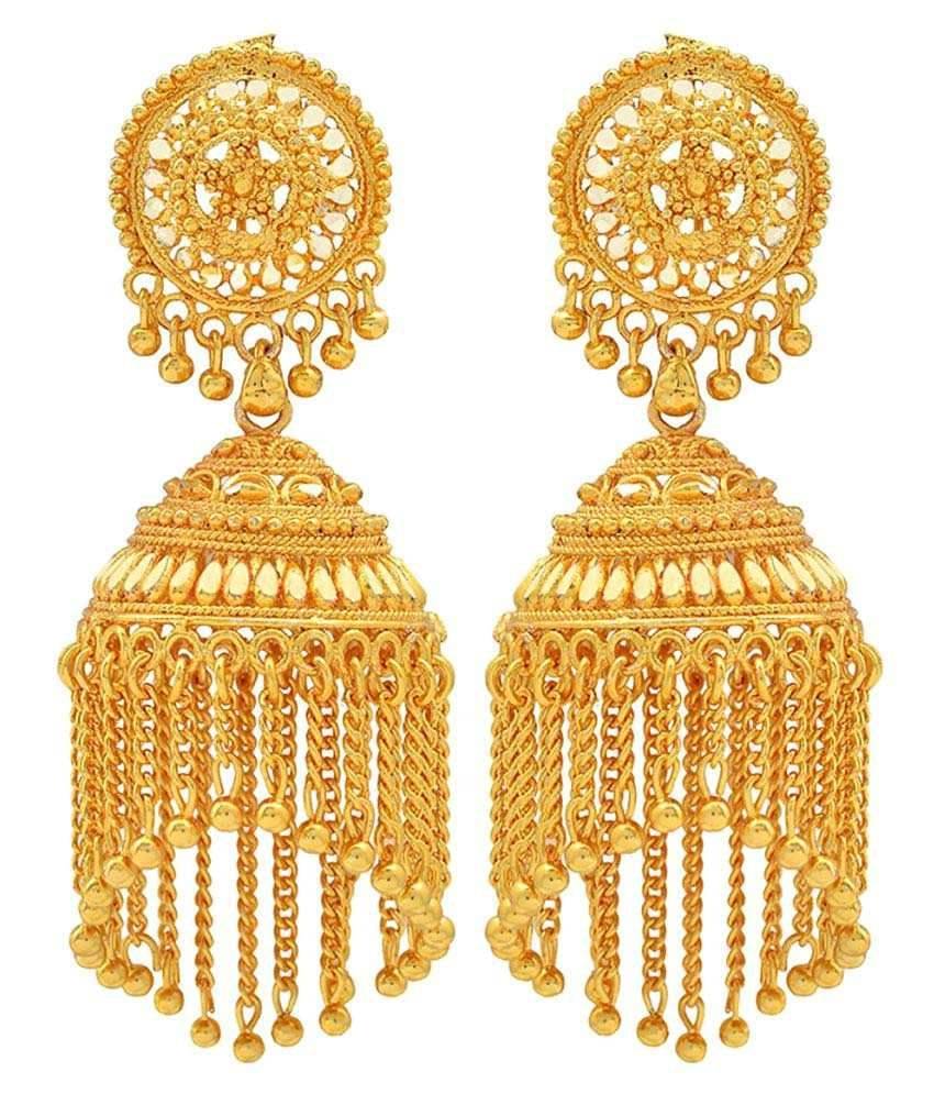     			Memoir Gold plated Faux Kundan Designer Jhalar Jhuumki Earrings For Women
