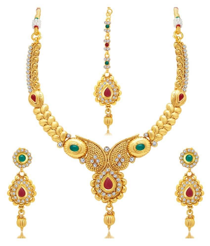     			Sukkhi Gorgeous Gold Plated AD Necklace Set For Women
