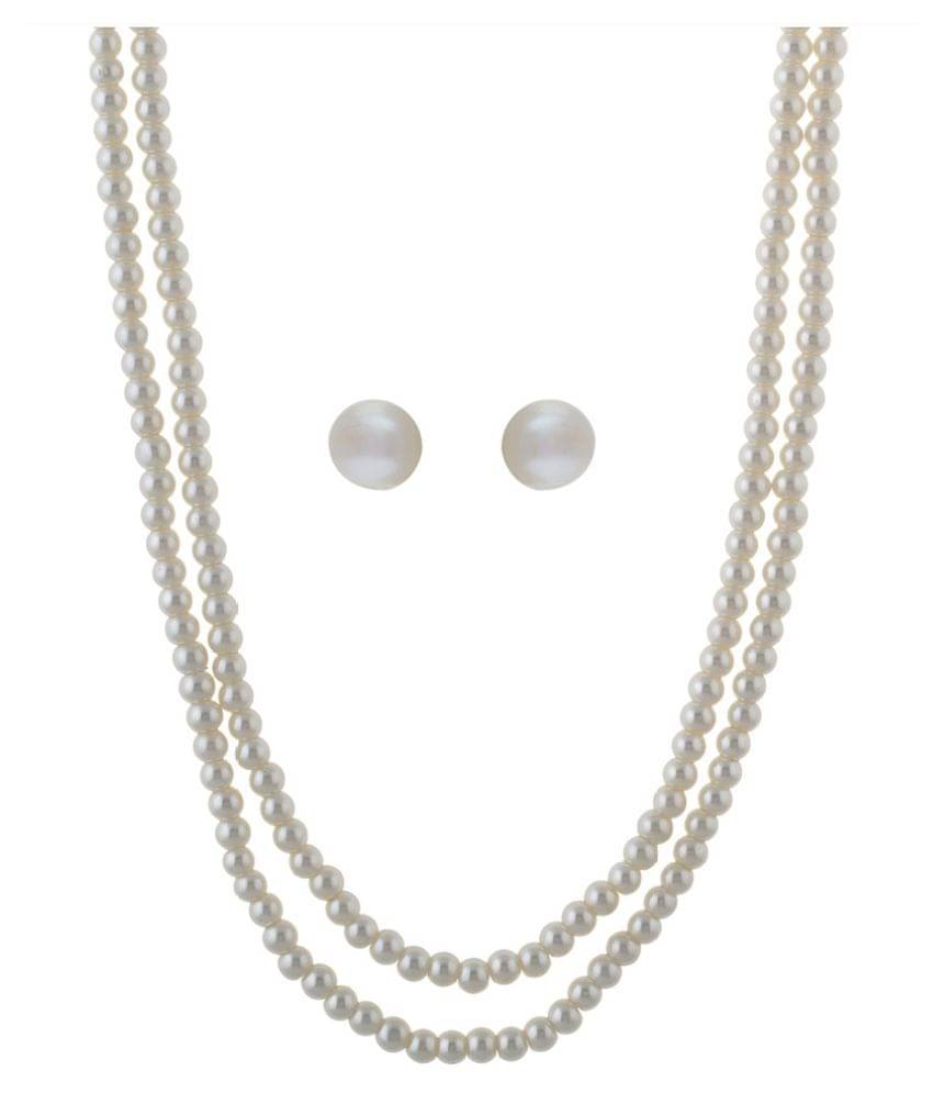     			vishakapearlsandjewellers - White Alloy Necklace Set ( Pack of 1 )