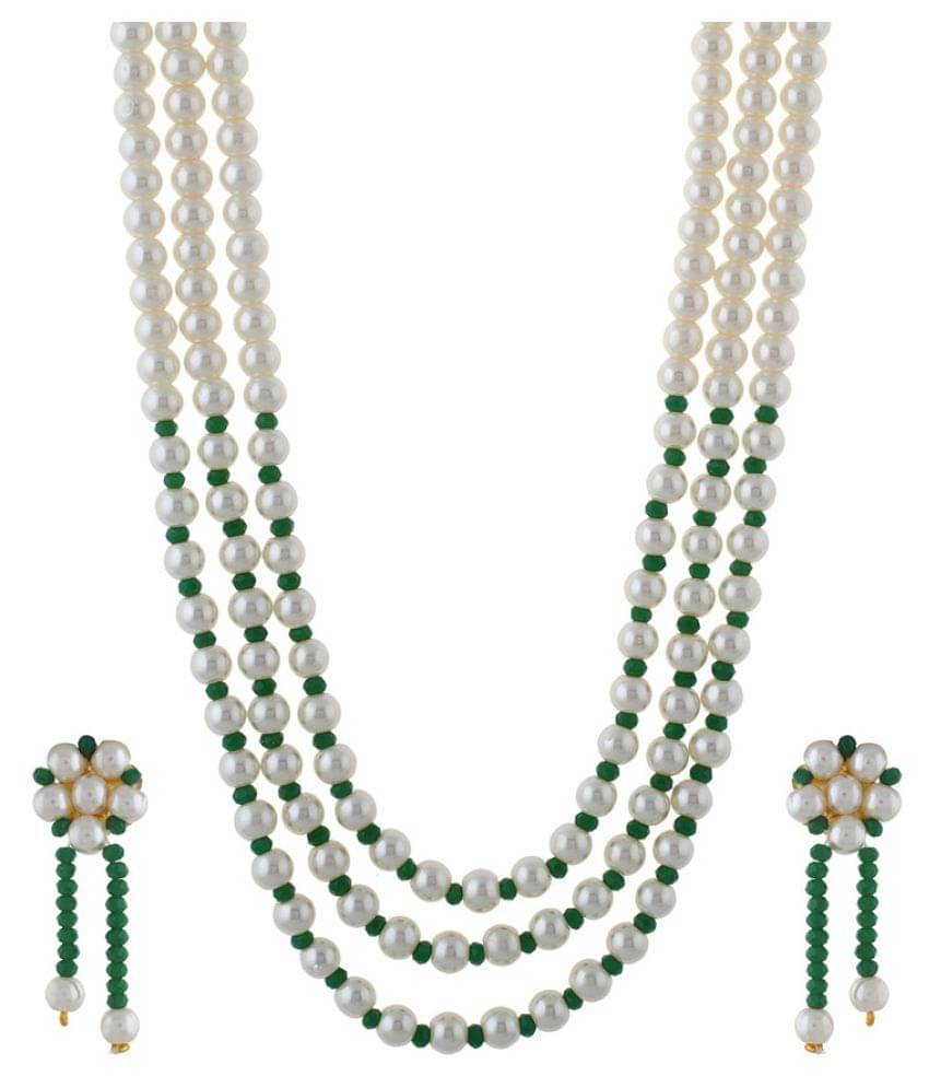 Vishakapearlsandjewellers Pearl Multicolour Beads Three Layers Necklace Set     			Vishakapearlsandjewellers Pearl Multicolour Beads Three Layers Necklace Set