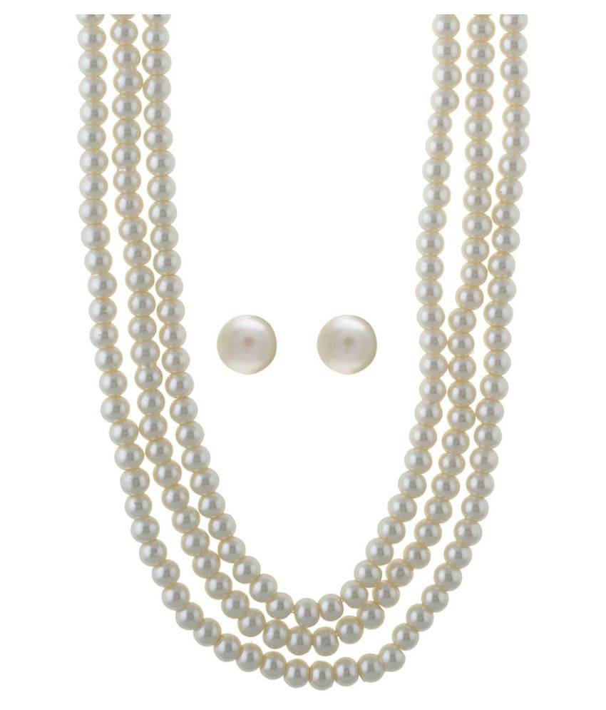 vishakapearlsandjewellers - White Alloy Necklace Set ( Pack of 1 ) vishakapearlsandjewellers - White Alloy Necklace Set ( Pack of 1 )