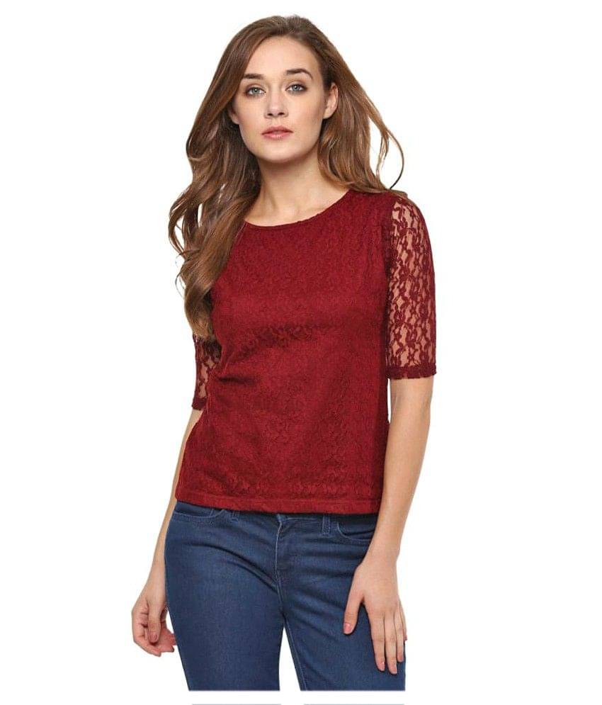 Miss Chase Women's Cotton Regular Top ( Maroon ) Miss Chase Women's Cotton Regular Top ( Maroon )