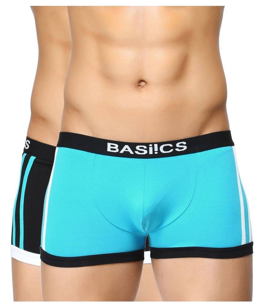 BASIICS By La Intimo Pack of 2 Cotton Blend Trunks For Men's ( Multicolor ) BASIICS By La Intimo Pack of 2 Cotton Blend Trunks For Men's ( Multicolor )