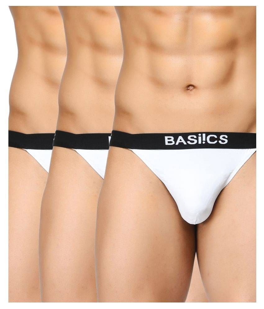 BASIICS By La Intimo Pack of 3 Cotton Thongs For Men's ( White ) BASIICS By La Intimo Pack of 3 Cotton Thongs For Men's ( White )