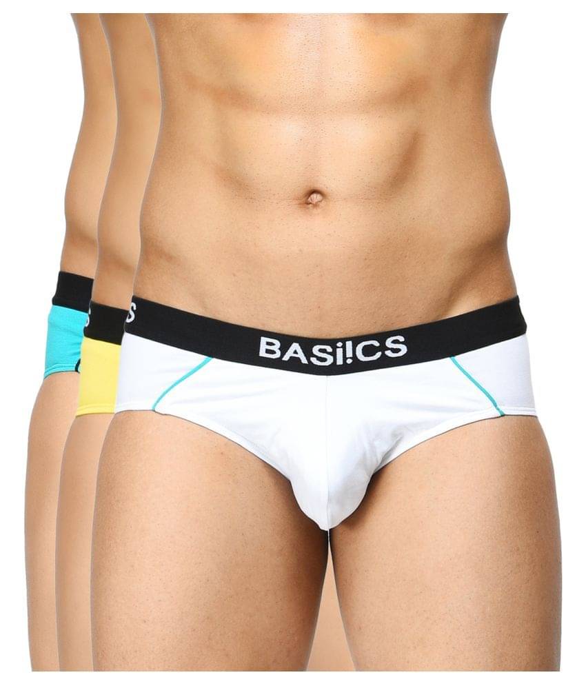 BASIICS By La Intimo - Multicolor Cotton Men's Briefs ( Pack of 3 ) BASIICS By La Intimo - Multicolor Cotton Men's Briefs ( Pack of 3 )