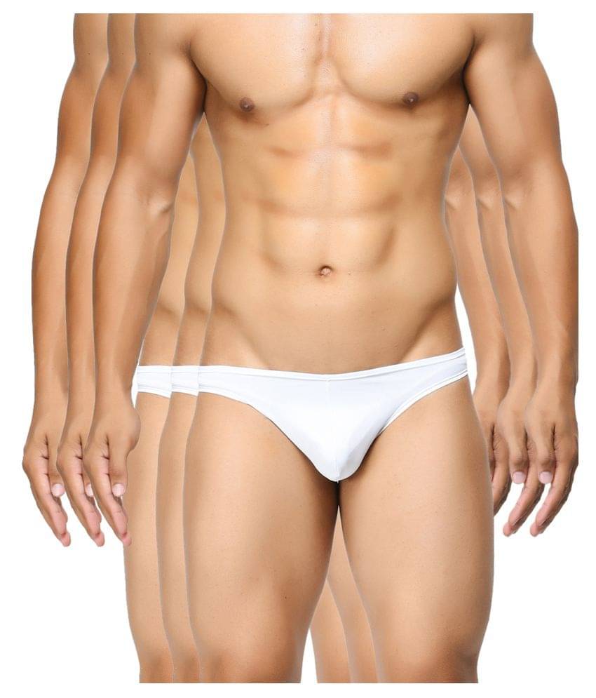 BASIICS By La Intimo Pack of 3 Polyester Thongs For Men's ( White ) BASIICS By La Intimo Pack of 3 Polyester Thongs For Men's ( White )