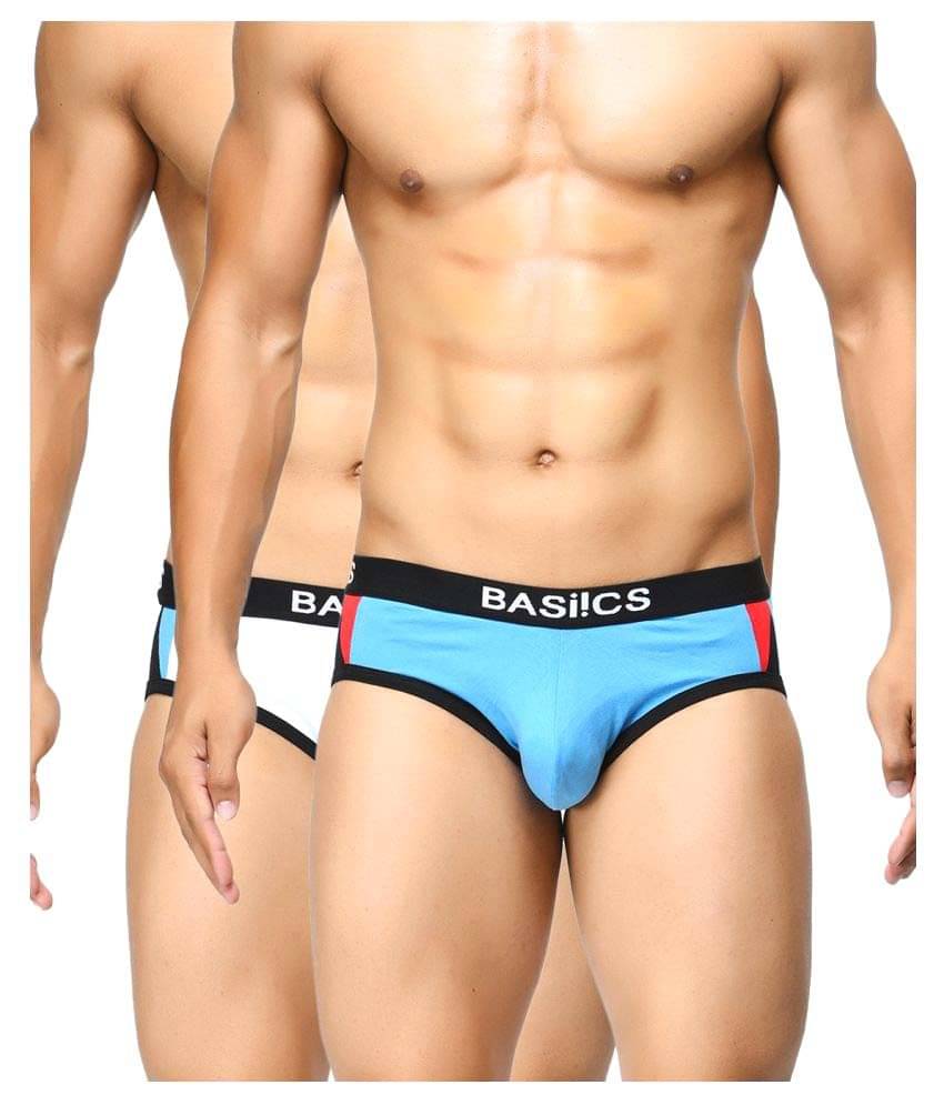 BASIICS By La Intimo Pack of 2 Cotton Blend Briefs For Men's ( Multicolor ) BASIICS By La Intimo Pack of 2 Cotton Blend Briefs For Men's ( Multicolor )