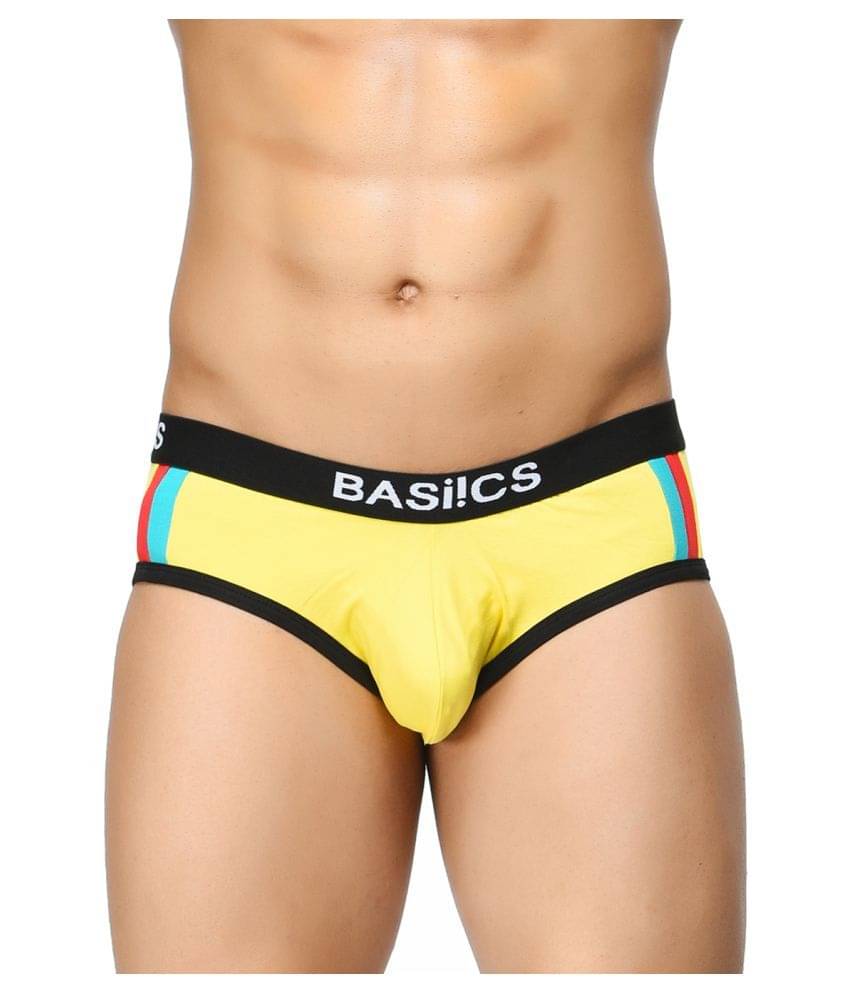 BASIICS By La Intimo Pack of 1 Cotton Briefs For Men's ( Yellow ) BASIICS By La Intimo Pack of 1 Cotton Briefs For Men's ( Yellow )