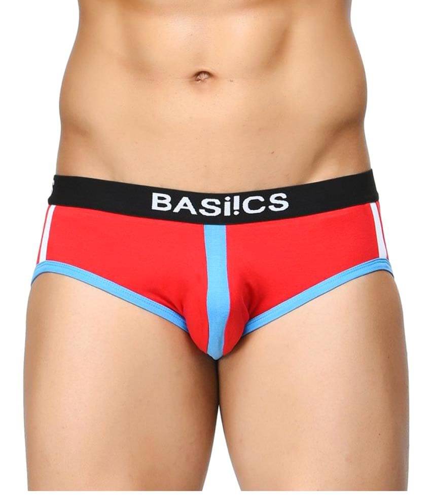 BASIICS By La Intimo Pack of 1 Cotton Blend Briefs For Men's ( Red ) BASIICS By La Intimo Pack of 1 Cotton Blend Briefs For Men's ( Red )