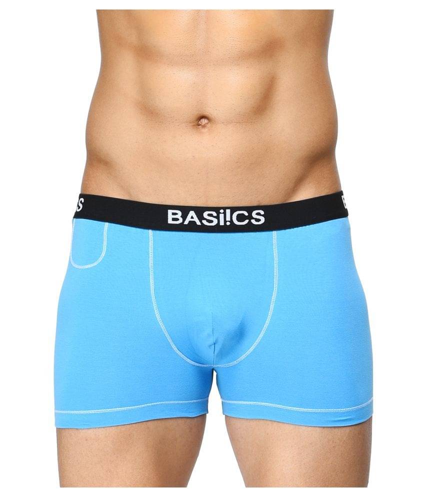 BASIICS By La Intimo Pack of 1 Cotton Blend Trunks For Men's ( Blue ) BASIICS By La Intimo Pack of 1 Cotton Blend Trunks For Men's ( Blue )