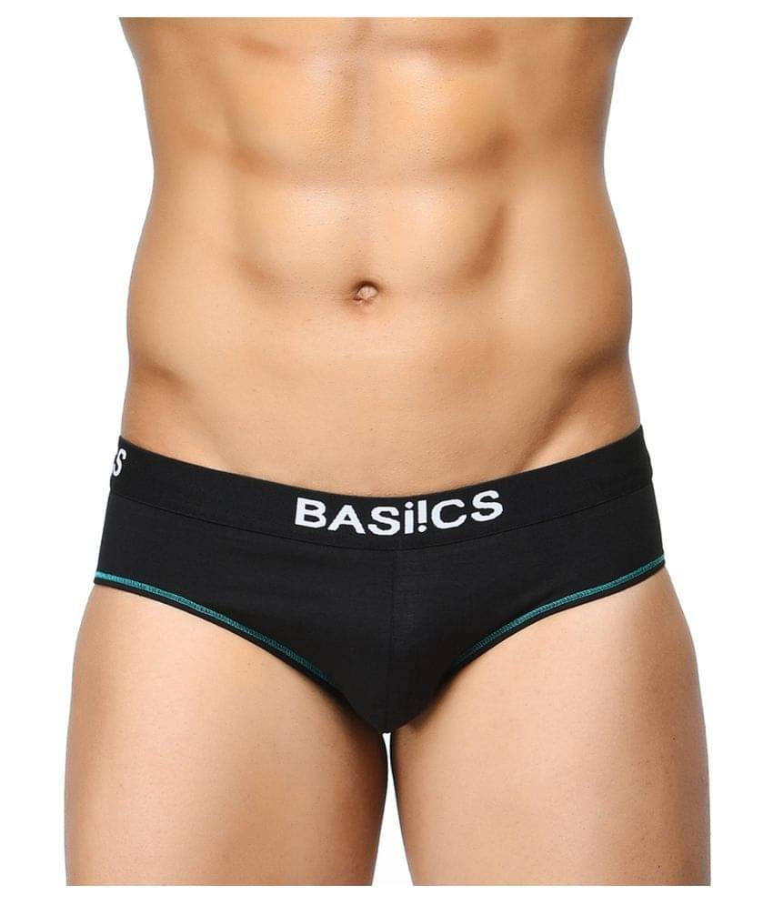     			BASIICS By La Intimo Pack of 1 Cotton Blend Briefs For Men's ( Black )